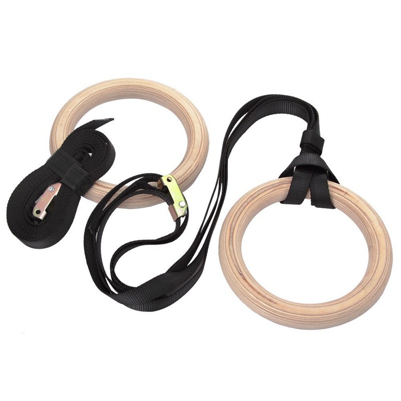 Gymnastic Rings Wooden - Anillos de gimnasia fitness con hebillas