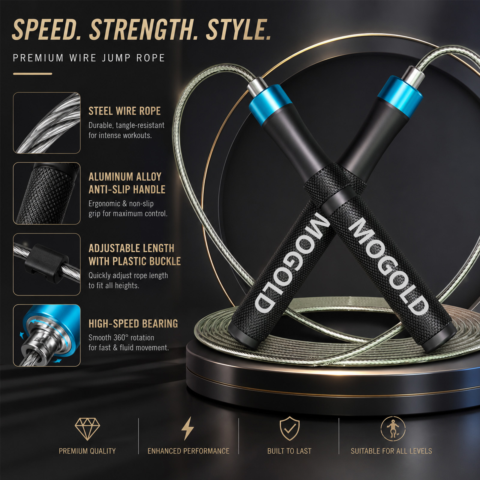 Speed Parachute Sprint - MOGOLD Cuerda para saltar de velocidad