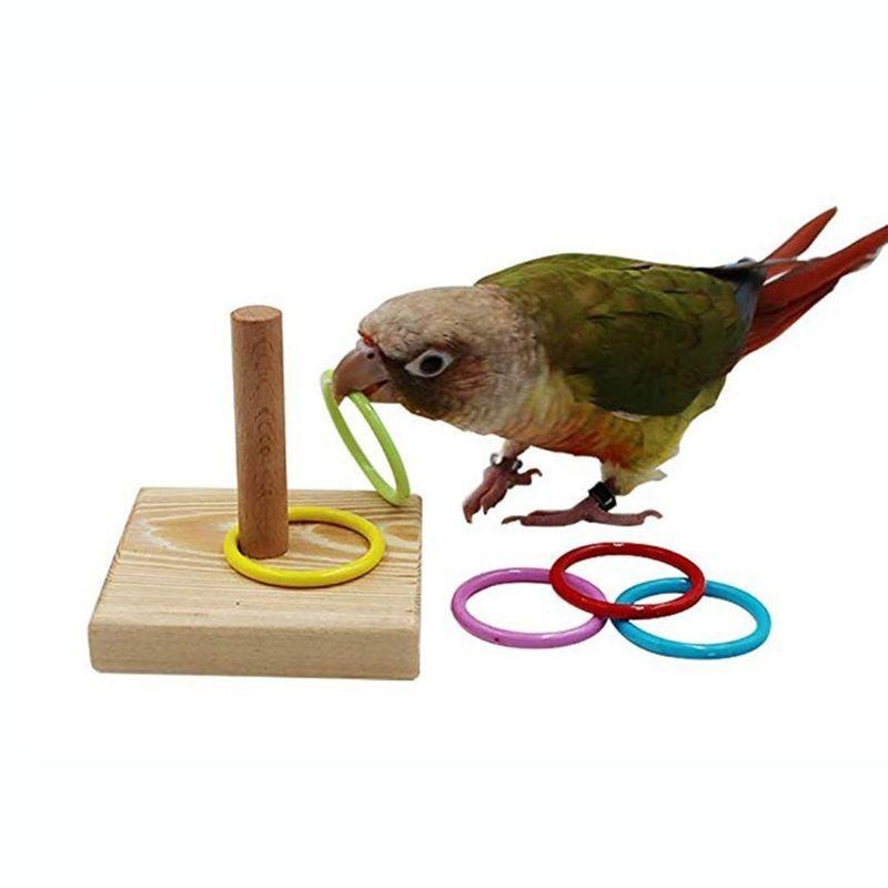 Gymnastic Rings Wooden - Anillo de entrenamiento para pájaros, juguete