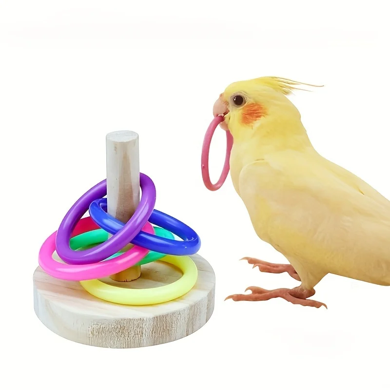 Gymnastic Rings Wooden - Anillo interactivo de madera para loros,