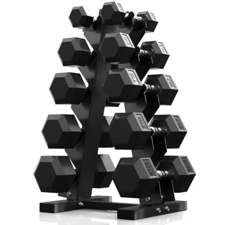 Hex Dumbbell Set - Juego de Mancuernas Hexagonales con Soporte,